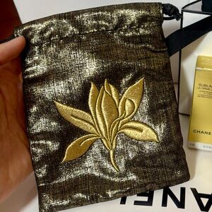 CHANEL Sublimage Gold Makeup Travel Drawstring Bag Pouch